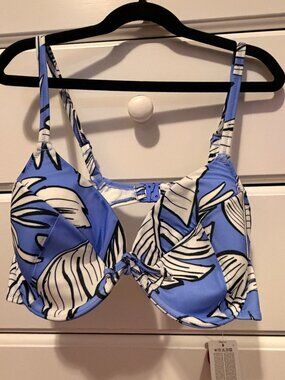 NWT FREYA "Mali Beach" Purple Palm Print Plunge Underwire Bikini Top - 36D